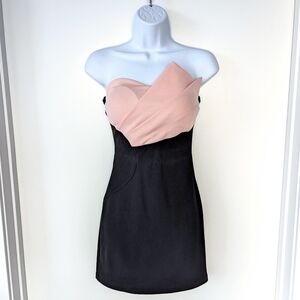 SHEIN Strapless Bodycon Dress in Black and Pink